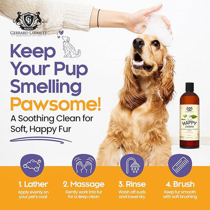 Dog Shampoo and Conditioner Itchy Skin Relief Happy Jasmine 16oz Hypoallergenic Dog Shampoo and Conditioner Sensitive Skin for Smelly Dogs, Aloe Vera & Oatmeal Puppy Soap by Gerrard Larriett