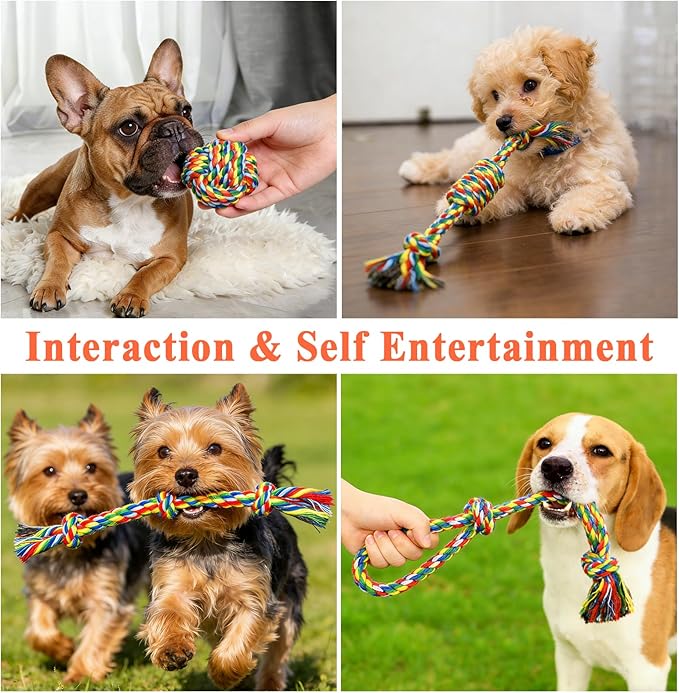ASOCEA 5 Pack Dog Rope Toys Cotton Puppy Teething Rope Durable Chew Toys for Boredom Small Medium Dogs Interactive Tug Toy for Training Fetching（ Colorful ）