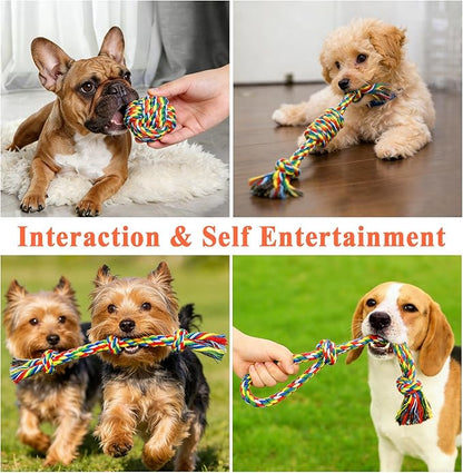 ASOCEA 5 Pack Dog Rope Toys Cotton Puppy Teething Rope Durable Chew Toys for Boredom Small Medium Dogs Interactive Tug Toy for Training Fetching（ Colorful ）