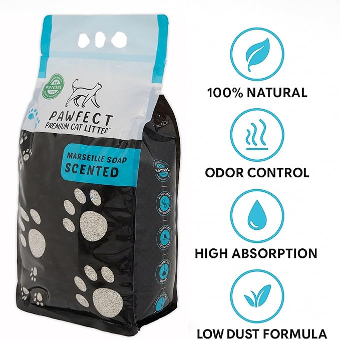 Marseille Soap Scented Clumping Cat Litter - 17.2 lb / 9L, Dust-Free,Odor Control