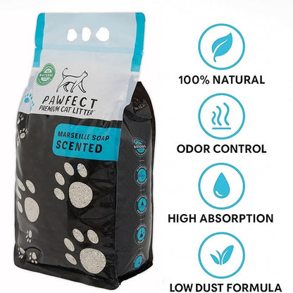Marseille Soap Scented Clumping Cat Litter - 17.2 lb / 9L, Dust-Free,Odor Control