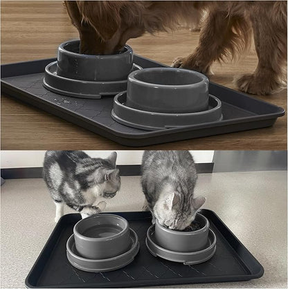 PetLike Boot Tray for Entryway Indoor, Pet Food Mat, 23 x 15.5 inch 2 Packs, Waterproof Rubber Shoe Tray for Indoor and Outdoor, Multi-Purpose Trays for Boots, Shoes, Pets, Garden