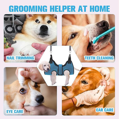 PAWCHIE Dog Grooming Hammock Harness for Dog Cat with Pet Nail Clipper Trimmer-Breathable Cat Hanger Sling for Trimming Clipping Nails-Dog Hammock Restraint Bag for Small Medium Large Dog, Dark Blue M