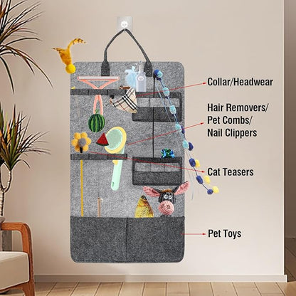 Cat Teaser Toy Storage Hanging Bag, Wand Toy Holder and Cat Toy Organizer for Indoor Cats, Cat Toy Storage Box Ensuring Feline Safety and a Clutter-Free Home