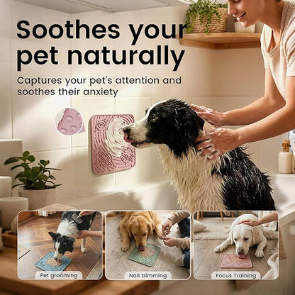 OHMO Lick Mat for Dogs and Cats(Large, Mars&Coral, 2pcs) Enrichment Accessories Toy Space Star Easy Clean Pet Slow Feeder/Suction Cups, Licking Pad for Anxiety Relief and Boredom Reduction