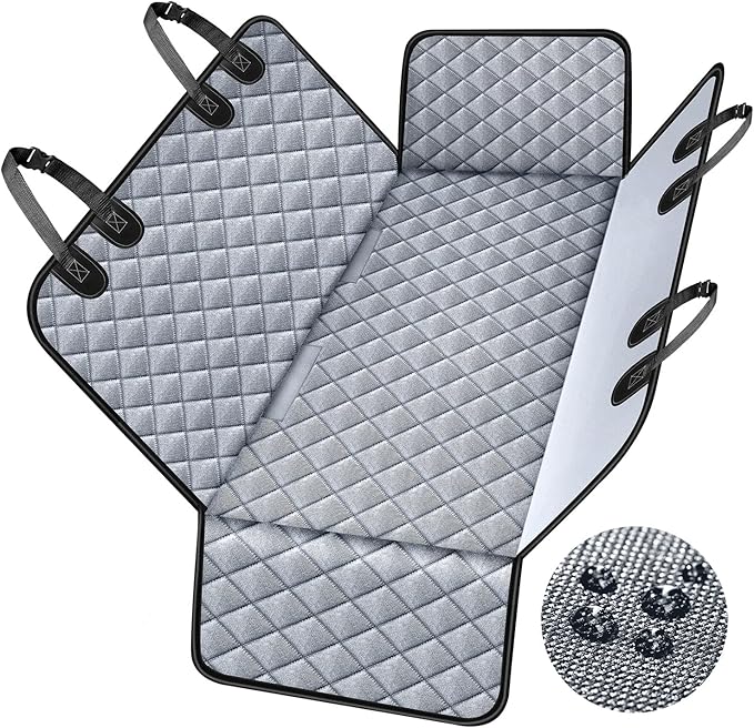 NESTROAD Dog Car Seat Cover for Back Seat,Waterproof & Scratchproof & Hammock for Dogs Backseat Protection,600D Heavy Duty Dog Seat Cover for Cars, Trucks and SUVs(Gray,59"×63")