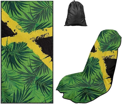 SEANATIVE Car Seat Towel Covers with Storage Bag Seat Post Workout Sweat Washable Cover for Car Towel for Dog Pet Workout Outdoor Sport Activities, Jamaica Palm Print