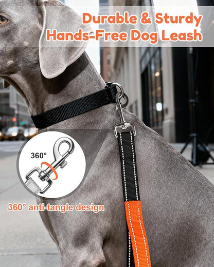 XiaZ Hands Free Dog Leash,Versatile Crossbody Dog Leash with Waist Support Strap,5.9-8 FT Waist Belt with Double Handles for Small Medium and Large Dogs Walking, Running and Jogging, Black