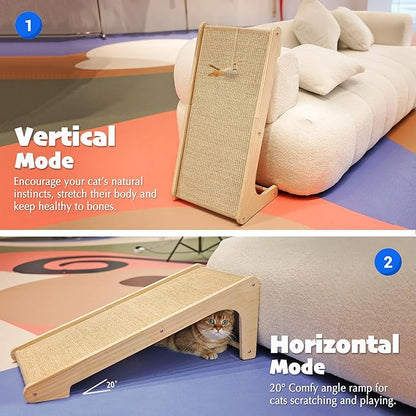 PETKARAY Cat Scratcher, Cat Sisal Scratching Ramp, L Shape Cat Scratch Pad for Indoor Cats, Wall Furniture Protector with Catnip Large