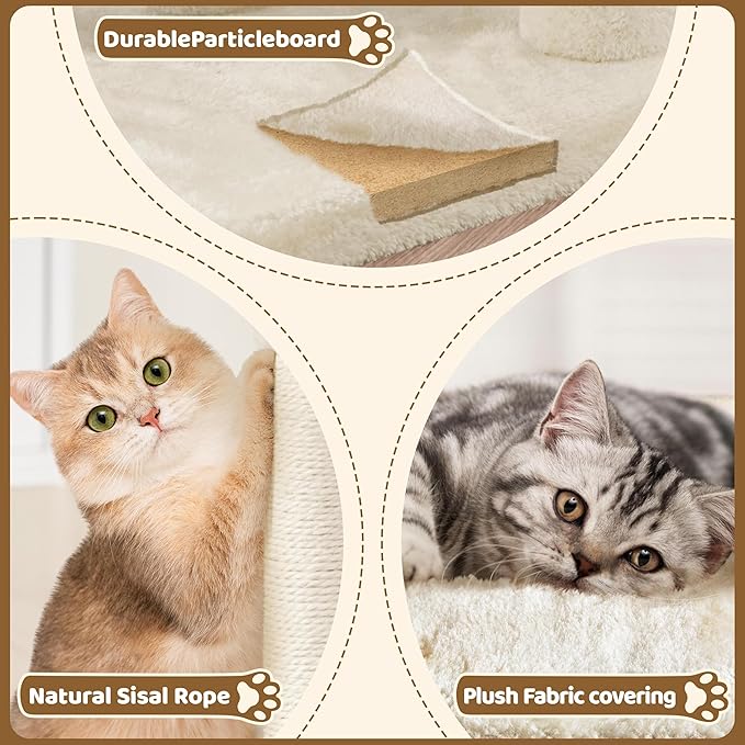 Yaheetech 23.5in Cat Tree Tower, Cat Condo with Sisal-Covered Scratching Posts, Cat House Activity Center Furniture for Kittens, Cats and Pets - Beige