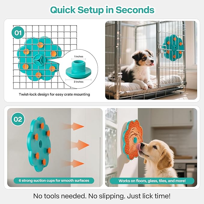 2 in 1 Lick Mat for Crate Training, Dog Slow Feeder Anxiety Relief Enrichment Pad with Suction Cups, Dishwasher Safe, BPA-Free Silicone for Small & Medium Dogs, 1 Pack