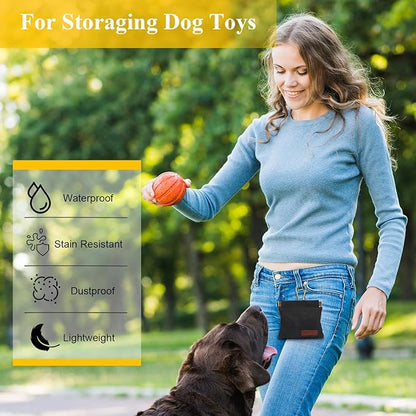 2Pcs Dog Treat Pouches for Pet Training, Hand Free Puppy Dogs Treat Bag with Carabiner, Portable Auto Closing Pet Dog Walking Bag for Travel or Outdoor Use, Pets Feed Snack Reward Pocket- Black, Green