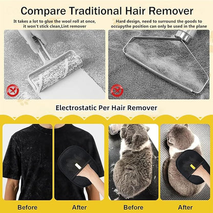 2PCS Pet Hair Removal Glove, Reusable Grooming Gloves for Pet Hair, Washable Cat & Dog Hair Remover for Couch, Furniture, Clothing, Carpet, Car Seats, Bed Sheet