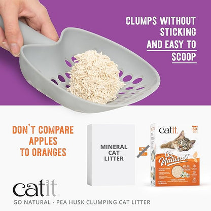 Catit - Go Natural Pea Husk Clumping Cat Litter - Dust Free,Easy Cleaning & Scooping,Flushable Kitty Litter with Odor Control & Subtle Fragrance - 12.3 Lbs,Vanilla Scented,(Pack of 2)