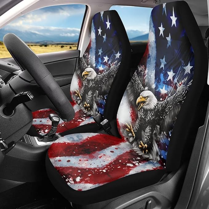 Eagle Flag Car Seat Covers Breathable Front Seat Cover Anti-Slip Back Fabric Waterproof Car Seat Cover Easy to Install Universal for Cars Truck SUV Van