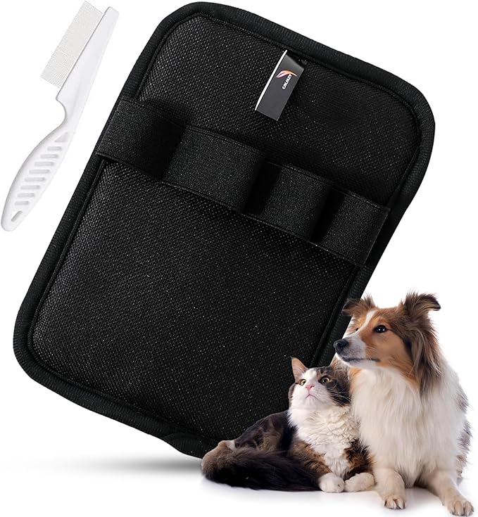 CALMZY Pet Hair Remover Gloves for Dogs & Cats Newly Upgraded Four Finger electrostatic Magic Brush Easy to Use On Bedsheet,Carpet,Cloth,Sofa,Couch,Blanket and Multifunctional Grooming Pet Gloves