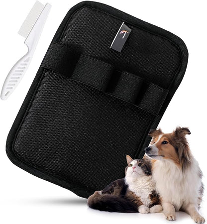 CALMZY Pet Hair Remover Gloves for Dogs & Cats Newly Upgraded Four Finger electrostatic Magic Brush Easy to Use On Bedsheet,Carpet,Cloth,Sofa,Couch,Blanket and Multifunctional Grooming Pet Gloves