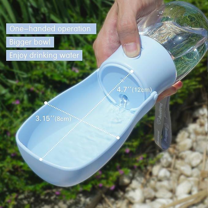 Foldable Dog Water Bottle, Leak-Proof Portable Water Dispenser with Travel Bowl, 10oz for Small Dogs, Cats, Puppies on Walks, Hiking & Travel, Dishwasher Safe Pet Supplies
