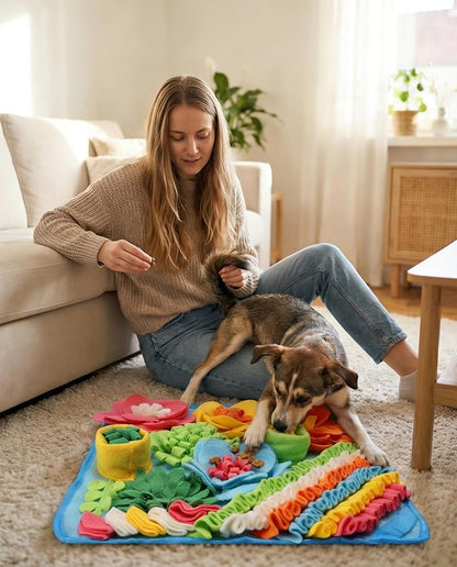 KeeKit Snuffle Mat for Dogs, 20''x20'' Large Slow Feeder Mat for Small & Medium Breeds, Encourages Natural Foraging Skills, Durable Sniff Mat for Mental Stimulation & Stress Relief
