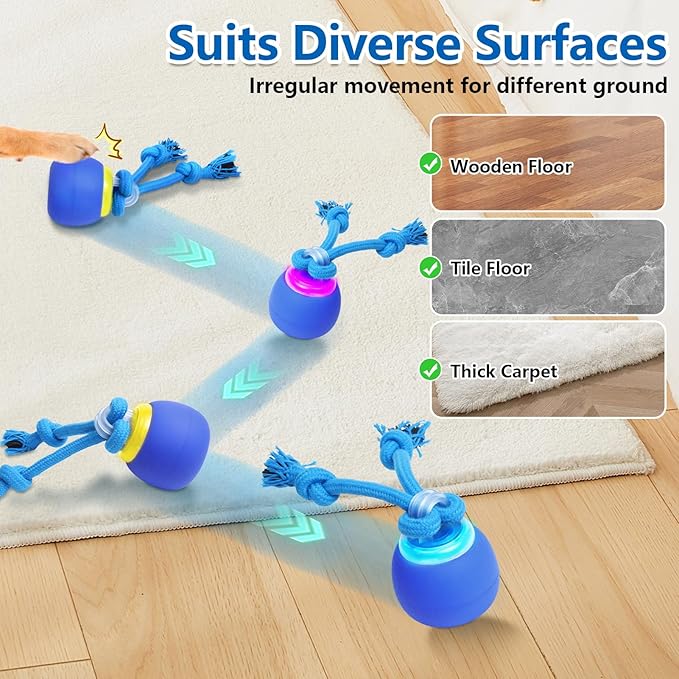 Interactive Dog Toys with Motion Activated, Squeaky Dog Toy Active Rolling Ball for Puppy and Medium Dogs, USB Rechargeable