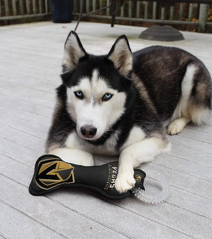 Pets First NHL LAS Vegas Golden Knights Dental Dog TUG Toy with Squeaker. Tough PET Toy for Healthy Fun, Teething & Cleaning Pet's Teeth & Gum., one Size (LVK-3310)