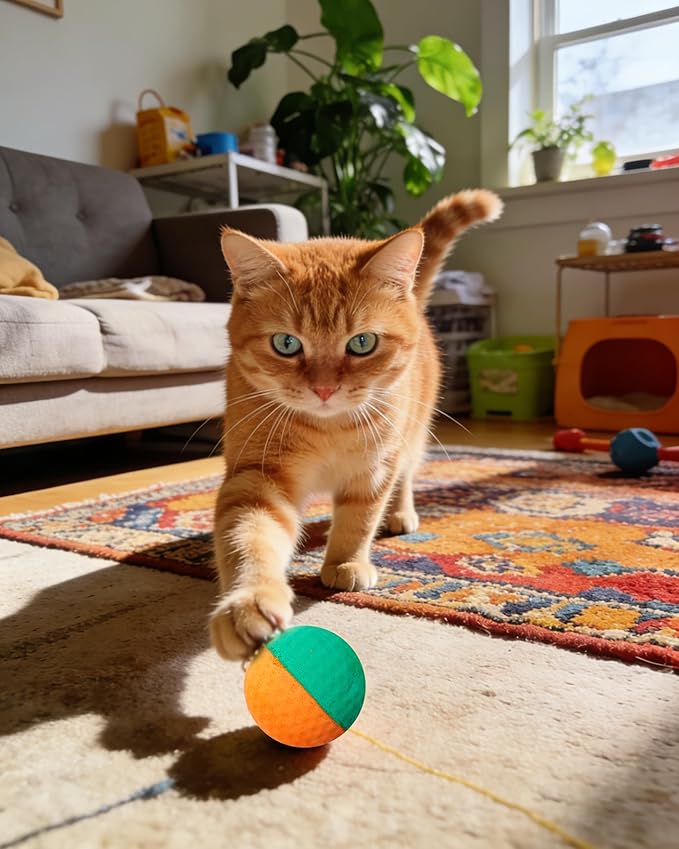 PET SHOW 20 Pack 1.57" Cat Toy Balls Soft EVA Foam Interactive Indoor Kittens Toys 40mm Dia. Small Dogs Puppies Pet Soccer Ball Bulk Activity Chase Quiet Play Two-Colors Cats Sponge Balls