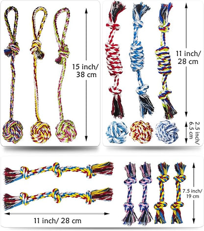 Small Dog Rope Toys, 15 Pack Puppy Rope Toy Set for Small Breeds 0-22 lbs, Various Tug Toys for Teething, Entertainment & Interaction