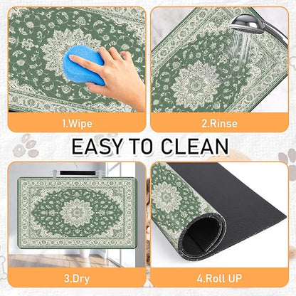 Dog Cat Food Mat - Absorbent Anti Slip Dog Bowl Mats for Food and Water, Quick Dry Cat Feeding Matts for Floors, Diatomite Pet Dish Placemat Accessories Supplies, Bohemia Style, 12 * 20in