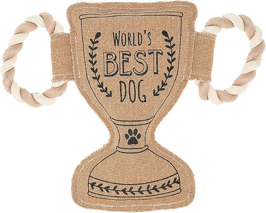 Pavilion - World's Best Dog - 11.25" Trophy Puppy Dog Toy with Rope Handle K-9 Furry Companion Celebration Aging Birthday Gift