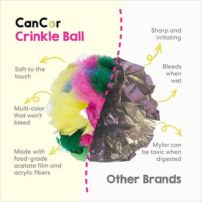 Cat Crinkle Balls 1.5 Inch | 4 Pack | Soft Lightweight Indoor Cat Toys with Durable Crinkle Build and Engaging Crinkle Sound