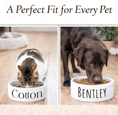 Custom Pet Bowl for Dogs & Cats | Personalized Food & Water Dish with Name | Microwave & Dishwasher Safe Ceramic Feeding Bowl | Gift Idea for Puppy, Kitten & Rabbit Owners | White – Small