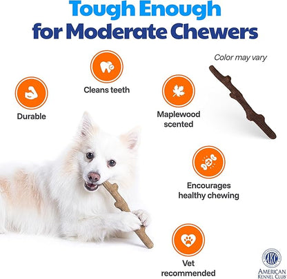 American Kennel Club Training Dog Chew Toy, TPR Wood Stick Dog Toy, Durable Dog Toy for Moderate Chewers, Maplewood Scented for Long-Lasting Engagement, Supports Dental Health