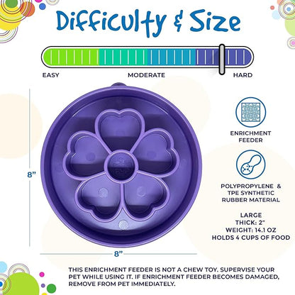 SodaPup Flower Design Enrichment Bowl – Durable Slow Feeder Bowl Made in USA from Non-Toxic, Pet-Safe, Food Safe Material for Mental Stimulation, Slowing Down Eating, Healthy Digestion, & More