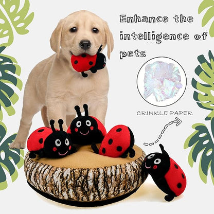 Hide and Seek Dog Toys, 2-in-1 Interactive Squeaky Toys with Detachable Non-Slip Base, Treat Dispensing & Flying Disc Fetch, Enrichment Toys for Small Medium Large Dogs