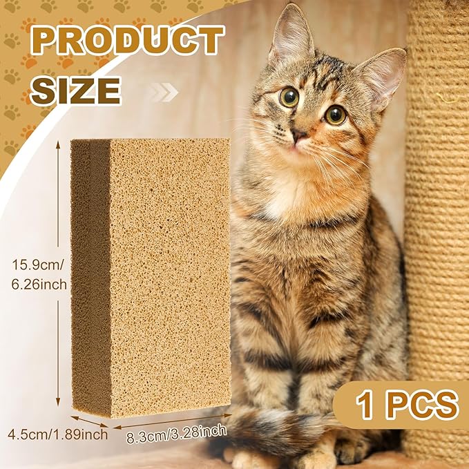 Pet Hair Remover Sponge Cat and Dog Hair Sponge Rubber Pet Fur Lifter Removal Tool, Remove from Furniture, Carpet, Bedding, Clothing, 6.26 x 3.28 x 1.89 Inch(Khaki,1 Pack)