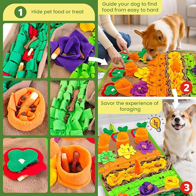 Snuffle Mat for Dogs Large Breed and Lick Mat Set, Interactive Dog Enrichment Puzzle Toys for Puppy Small Medium Large Dogs Cats, Cognitive Sniff Foraging Mats Slow Feeding Mental Stimulation