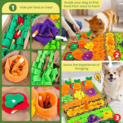 Snuffle Mat for Dogs Large Breed and Lick Mat Set, Interactive Dog Enrichment Puzzle Toys for Puppy Small Medium Large Dogs Cats, Cognitive Sniff Foraging Mats Slow Feeding Mental Stimulation