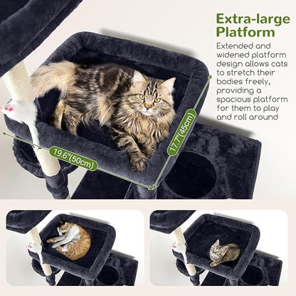 Globlazer Extra Large Cat Tower, 81-inch Tall Cat Tree for Big Cats 20 lbs, XXL Heavy Duty Cat Scratching Tower for Indoor Adult Cats with 3 Cat Condos, 8 Scratching Posts, F81, Dark Grey