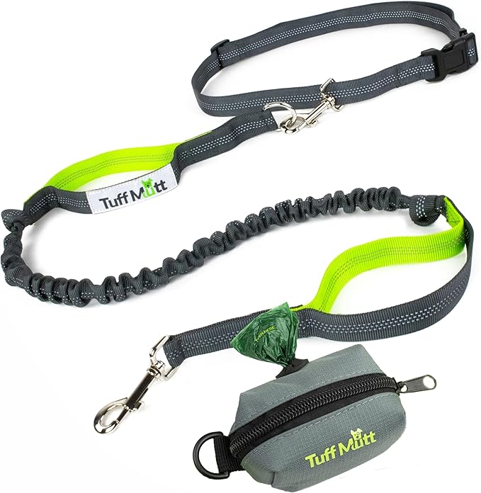 Tuff Mutt Running Dog Leash and Poop Bag Holder