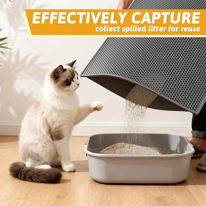 Pieviev Cat Litter Mat Double Layer Waterproof Urine Proof Trapping Mat 1 Pack (Gray, 36x30 Inch (Pack of 1))