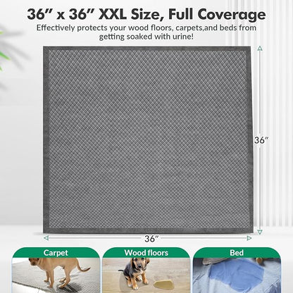 Upgraded Charcoal Puppy Pads, Thicken XXL 36’’x36’’ Pee Pads for Dogs, Super Absorbent Up to 12Cup, Odor Control & Leak Proof Dog Training Pads for Surgery, Older,Puppy, 45 Counts