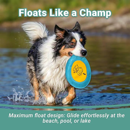 3 Packs Nylon Interactive Dog Flying Disc - Floating Dog Toys for Aggressive chewers - Water Toys for Dogs (Blue and Yellow)