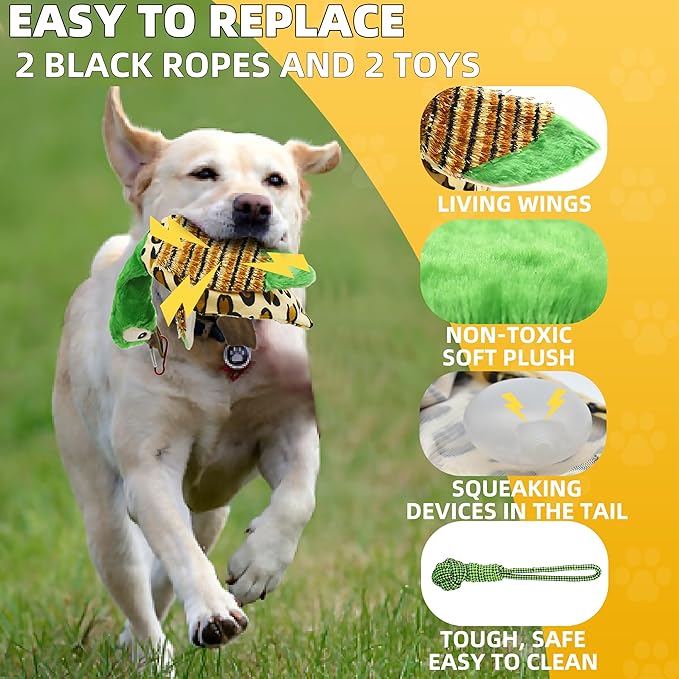 Flirt Pole Dogs, Dog Chase Toy with Squeakers Inside, Dog Fishing Pole Toy for Large Medium Small Dogs to Keep The Puppy Entertained and Physically Exhausted, Rope+Duck