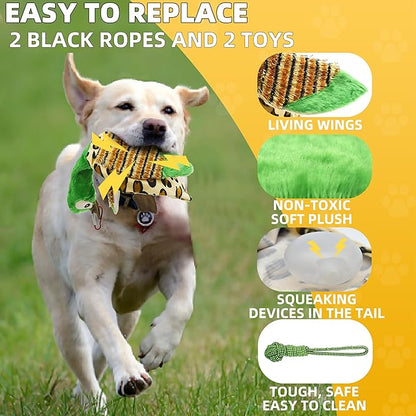 Flirt Pole Dogs, Dog Chase Toy with Squeakers Inside, Dog Fishing Pole Toy for Large Medium Small Dogs to Keep The Puppy Entertained and Physically Exhausted, Rope+Duck