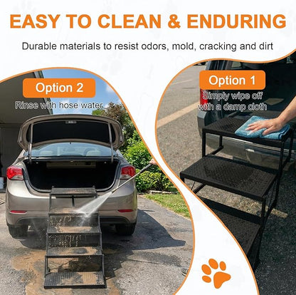 Dog Stairs for Car, Foldable Dog Steps for Large Dogs, 6-Step Ultra-Lightweight Non-Slip Dog Ramps Supports Up to 200 lbs, Suitable for SUV,Truck, Sofas, Bed
