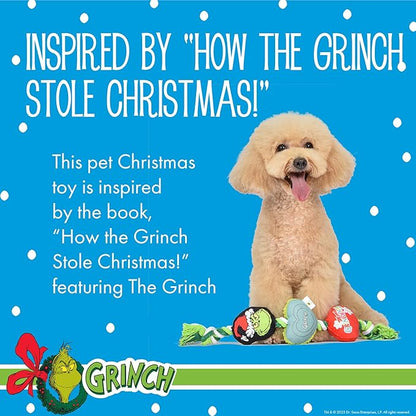 Dr. Seuss for Pets How The Grinch Stole Christmas 14'' Grinch Rope Toy for Dogs | Squeaky Dog Toys,Rope Toys,Holiday Toys for Dogs,Pet Stocking Gifts The Grinch (FF23498-23/12)