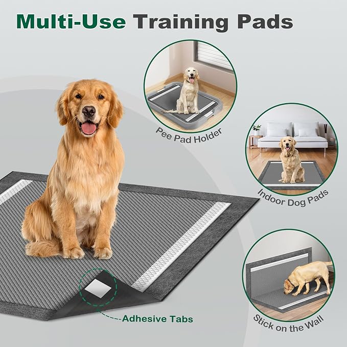 MIZOK 100 Counts Pee Pads for Dogs Charcoal, 28"x30" Large Wee Wee Pads for Dogs, Superior Odor Protection, Super Absorbent & Leak-Proof, Puppy Pads with Adhesive Tabs, Thick & Heavy