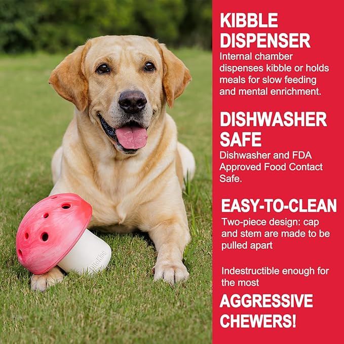 Natural Rubber Dog Enrichment Toys for Large Dogs, Slow Feeder to Keep Them Busy - Lifetime Replacement - Durable Treat Dispensing Dog Puzzle Toys for Large Breed