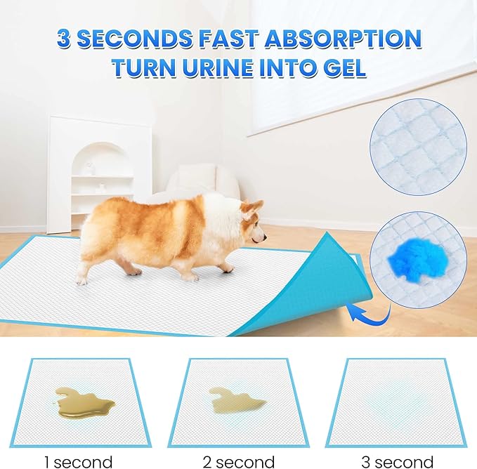 Boscute Thicken 6 Layers Heavy Absorbent XL 36"x24" Pet Training Dog Pee Pads, Extra Large Polymer Leak-Proof Quick Dry Puppy Pee Pads, Disposable Pee Pads for Dogs Cats Rabbit, 50 Counts