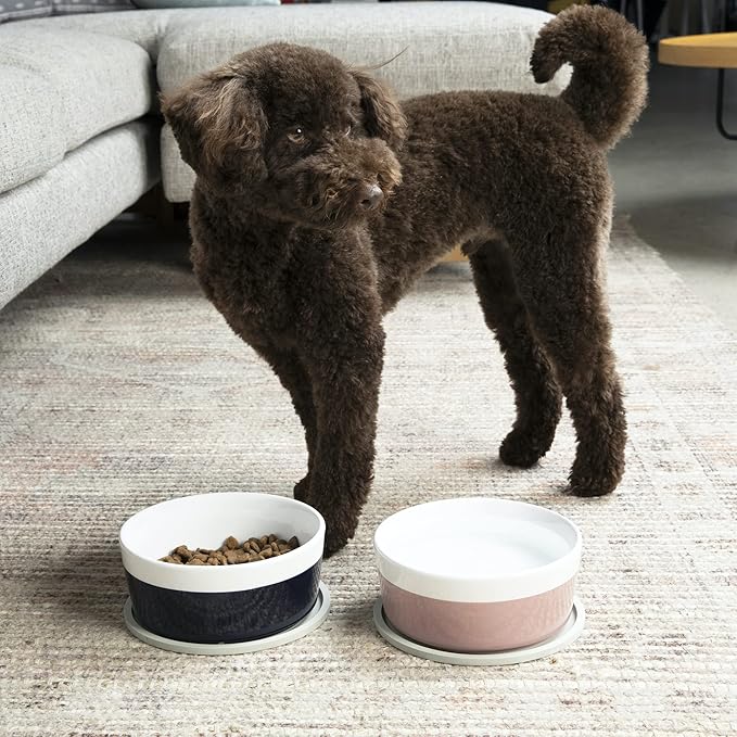 Waggo Habit Silicone Dog Placemat – Set of 2 Modern Heavyweight Silicone Dog Food Mats, Dishwasher Safe, Non-Slip, Solid Color – White (Small, 6")